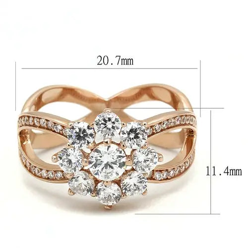 Rose Gold 925 Sterling Silver Ring with AAA Grade CZ