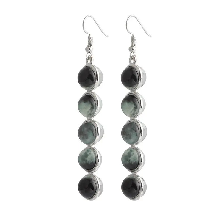 Gemstone Moon Fashion Glass Ball Star Long Earrings Ashley and Clovers