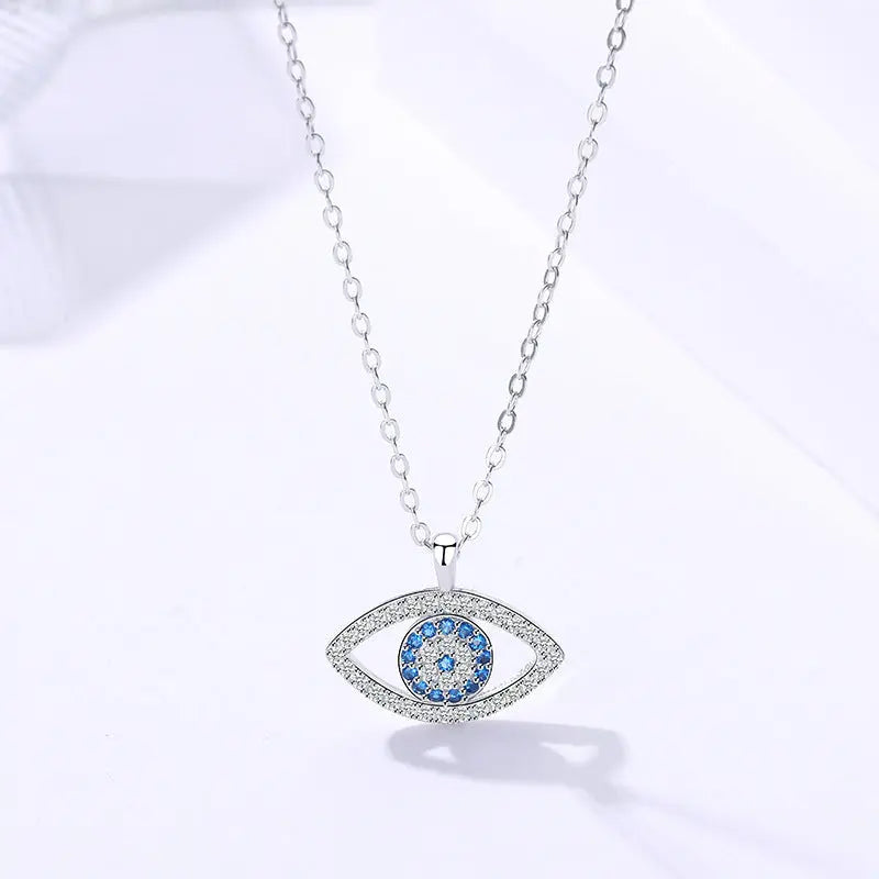 s925 Sterling Silver Jewelry European and American Atmospheric Demon Eye Necklace Eye Pendant Jewelry and Clovers