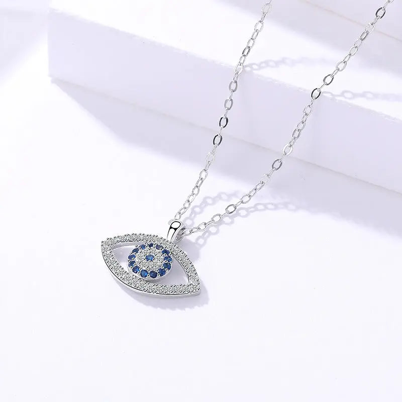 s925 Sterling Silver Jewelry European and American Atmospheric Demon Eye Necklace Eye Pendant Jewelry and Clovers