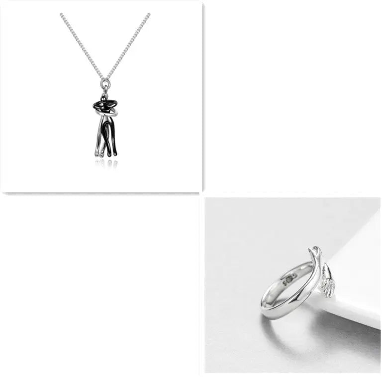 Love Hug Necklace Unisex Men Women Couple Jewelry Simple Temperament Clavicle Chain Valentines Day Lover Gifts Jewelry and Clovers