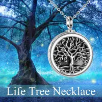 Tree of Life Photo Locket Urn Cremation Necklace Sterling Silver Retro Silver Jewelry and Clovers