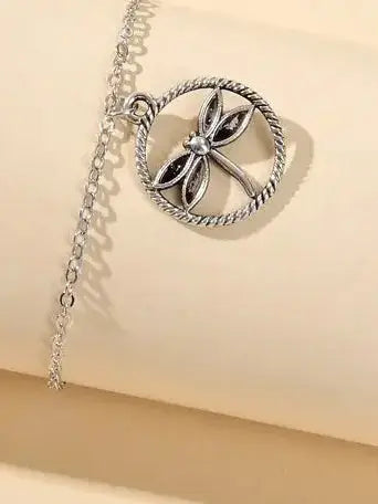 Gold Silver Chain Dragonfly Charm Bracelet Jewelry and Clovers