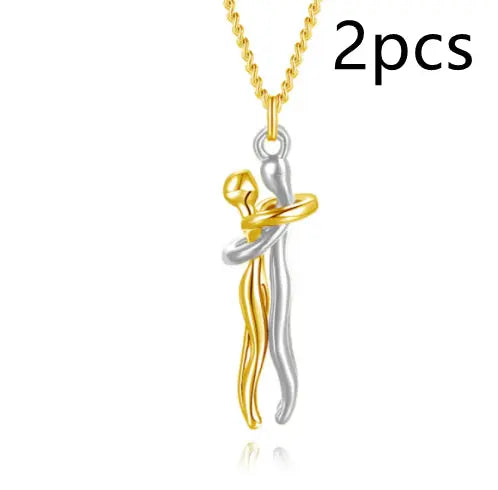Love Hug Necklace Unisex Men Women Couple Jewelry Simple Temperament Clavicle Chain Valentines Day Lover Gifts Jewelry and Clovers
