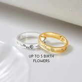 Birth Month Flowers Ring, Family Floral Ring, Gift for Mom,Mother Ring Jewelry and Clovers