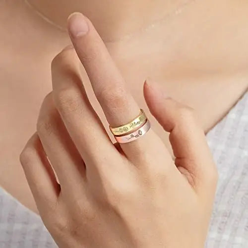Birth Month Flowers Ring, Family Floral Ring, Gift for Mom,Mother Ring Jewelry and Clovers