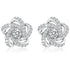 Elegant Flower Stud Earrings 925 Silver Rhinestone Round Brilliant Cut Classic Women&