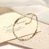 Lii Ji Citrine Pyrite  Jade 2-3mm 14K Gold Filled Beaded Bracelet 17+3cm Natural Stone  Crystal Handmade Jewelry For Women Gift Jewelry and Clovers
