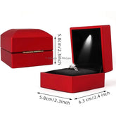 1PC LED Light Ring Box Engagement Proposal Wedding Luxury Gift Box Red Wine Ring Case for Valentine&