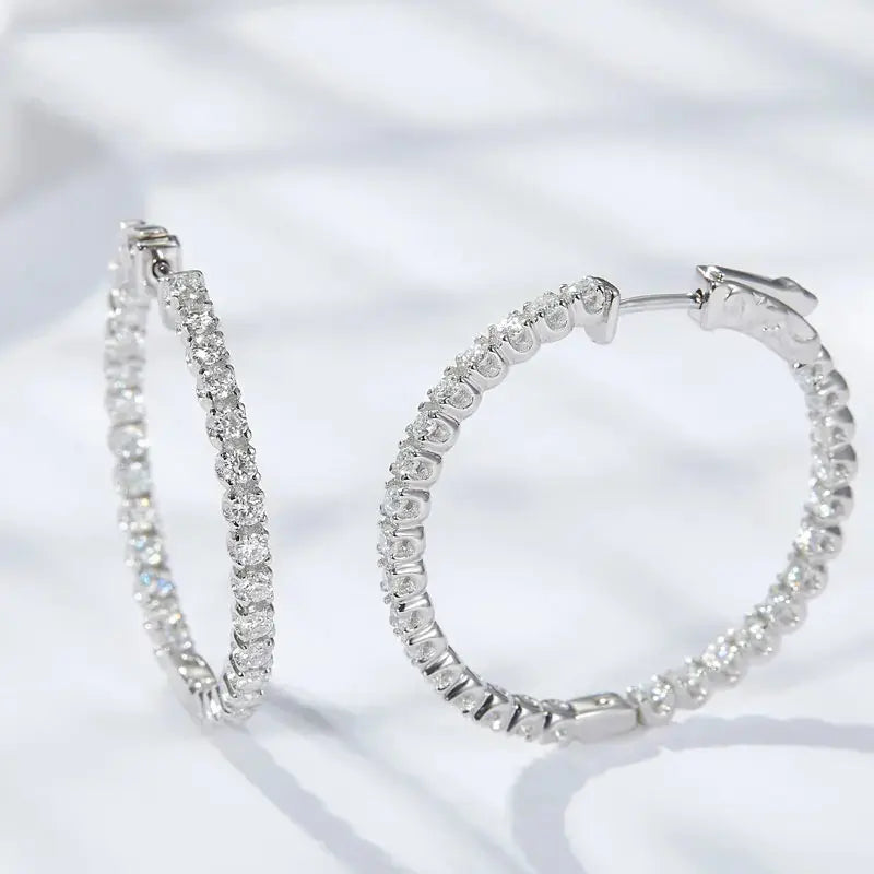 KNOBSPIN D VVS1 Moissanite Hoop Earrings for Women Sparking Diamond with GRA Original s925 Sterling Silver Plated 18k Earring Jewelry and Clovers