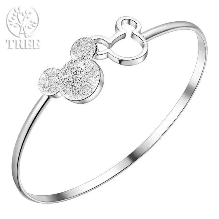 Fine Charms 925 Sterling Silver Mickey Bangle Bracelets For Women Wedding High Quality Fashion Jewelry Christmas Gifts LB001 Jewelry and Clovers