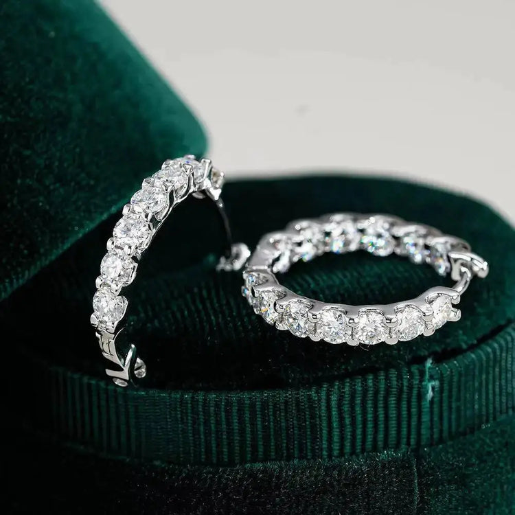 2.6ct D Color Moissanite 925 Sterling Sliver Plated White Gold Hoop Earring’s Jewelry and Clovers