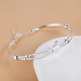 Fine Charms 925 Sterling Silver Mickey Bangle Bracelets For Women Wedding High Quality Fashion Jewelry Christmas Gifts LB001 Jewelry and Clovers