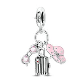 Charms Beads 925 Sterling Silver Pink Love Bow Rubik&