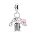 Charms Beads 925 Sterling Silver Pink Love Bow Rubik&