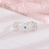 New Fashion Silver Color Green Flower Leaf Rose Daisy Enamel Open Finger Rings For Women Girl Jewelry Gift Dropship Wholesale Jewelry and Clovers