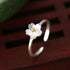 New Fashion Silver Color Green Flower Leaf Rose Daisy Enamel Open Finger Rings For Women Girl Jewelry Gift Dropship Wholesale Jewelry and Clovers