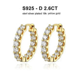 2.6ct D Color Moissanite 925 Sterling Sliver Plated White Gold Hoop Earring’s Jewelry and Clovers