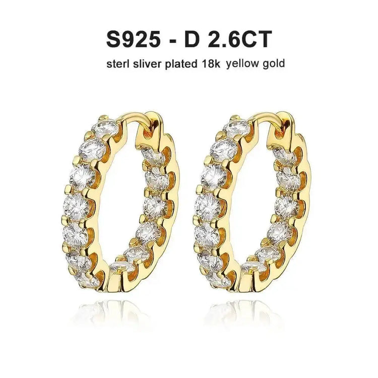 2.6ct D Color Moissanite 925 Sterling Sliver Plated White Gold Hoop Earring’s Jewelry and Clovers