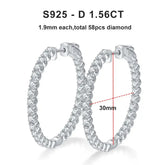 KNOBSPIN D VVS1 Moissanite Hoop Earrings for Women Sparking Diamond with GRA Original s925 Sterling Silver Plated 18k Earring Jewelry and Clovers