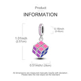 Charms Beads 925 Sterling Silver Pink Love Bow Rubik&