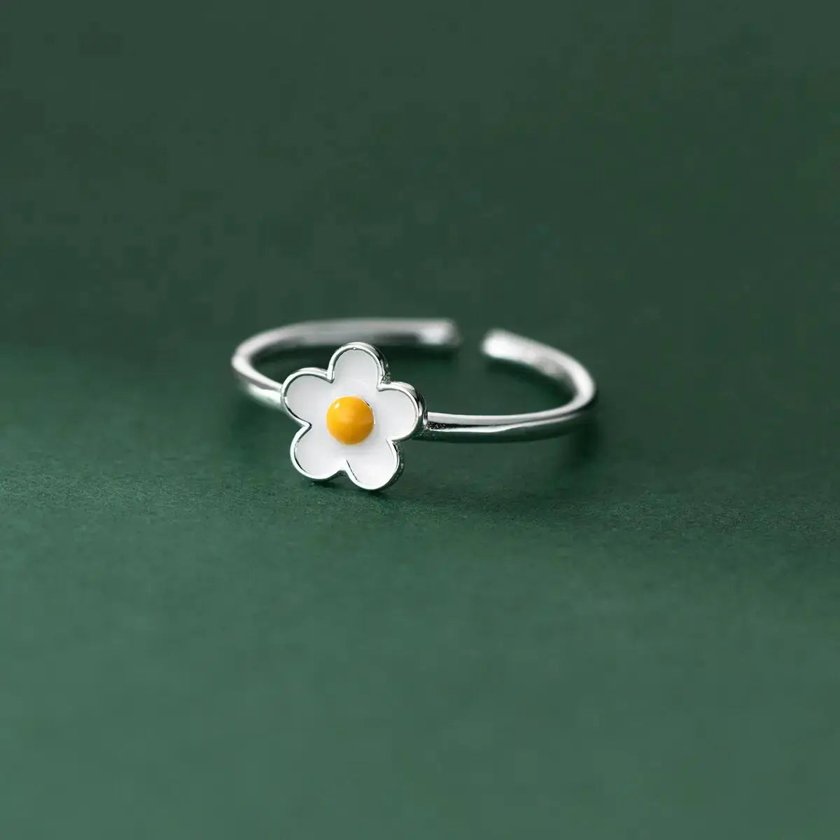 New Fashion Silver Color Green Flower Leaf Rose Daisy Enamel Open Finger Rings For Women Girl Jewelry Gift Dropship Wholesale Jewelry and Clovers