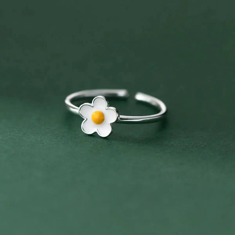 New Fashion Silver Color Green Flower Leaf Rose Daisy Enamel Open Finger Rings For Women Girl Jewelry Gift Dropship Wholesale Jewelry and Clovers