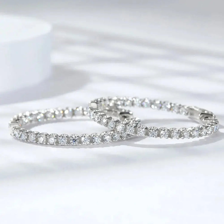KNOBSPIN D VVS1 Moissanite Hoop Earrings for Women Sparking Diamond with GRA Original s925 Sterling Silver Plated 18k Earring Jewelry and Clovers
