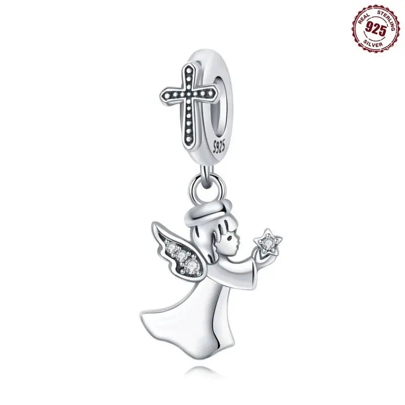 MISEFF New Original Bracelet 925 Sterling Silver Lovely Angel Girl Charms Beads For Jewelry Gifts Jewelry and Clovers