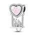 Charms Beads 925 Sterling Silver Pink Love Bow Rubik&