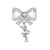 Charms Beads 925 Sterling Silver Pink Love Bow Rubik&