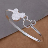 Fine Charms 925 Sterling Silver Mickey Bangle Bracelets For Women Wedding High Quality Fashion Jewelry Christmas Gifts LB001 Jewelry and Clovers