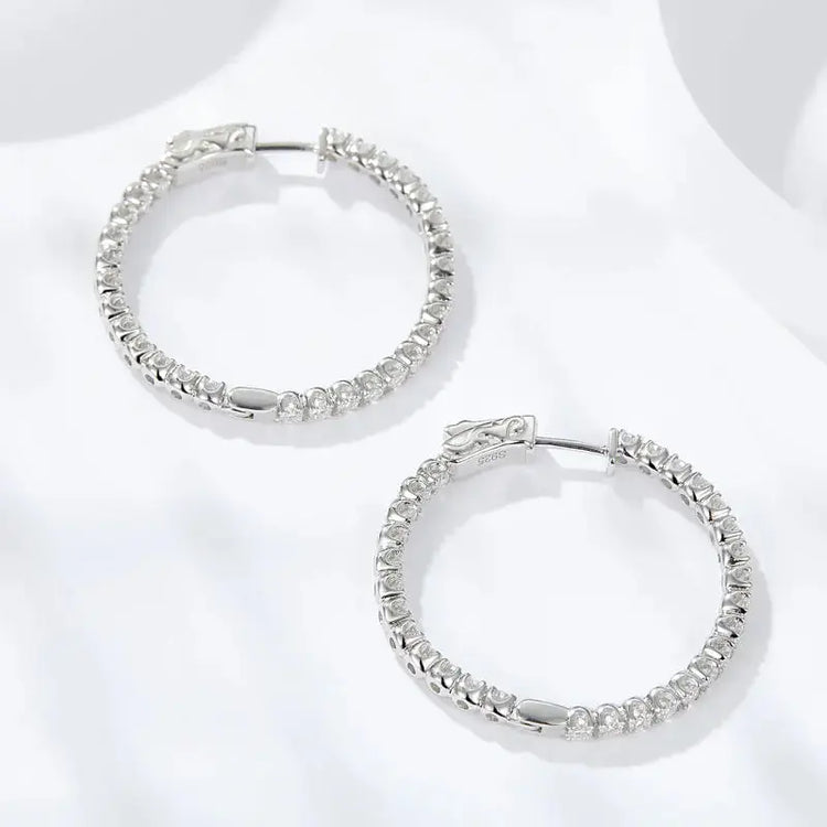 KNOBSPIN D VVS1 Moissanite Hoop Earrings for Women Sparking Diamond with GRA Original s925 Sterling Silver Plated 18k Earring Jewelry and Clovers