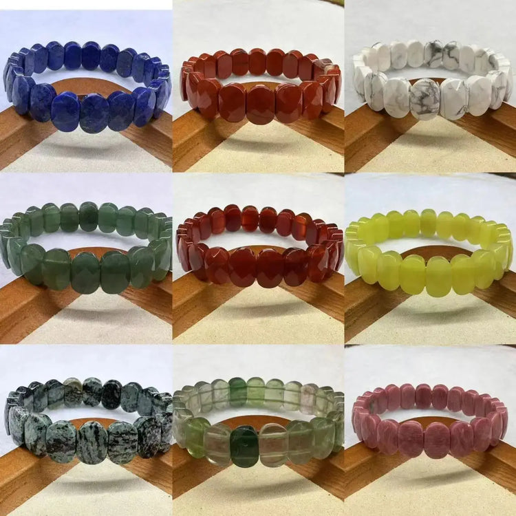 Natural Stone 8*14mm  Faceted Bracelets Lapis Labradorite Crystal  Red Jasper Agate Howlite Rhodonite Unakite For Wholesale Jewelry and Clovers