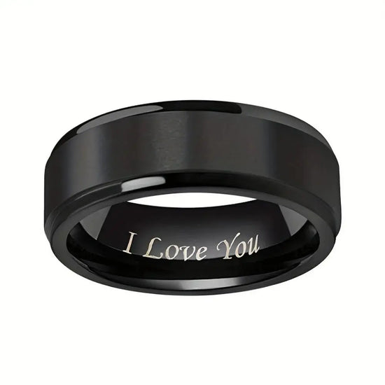1pc I Love You Engraved Titanium Steel Ring - Durable, Hypoallergenic Mens Band, Perfect for a Gift Jewelry and Clovers