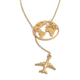 Yhpup New Arrivals Unique Creative Map Plane Pendant Necklace Gift Distinctive Stainless Steel Waterproof Jewellery Accessories Jewelry and Clovers