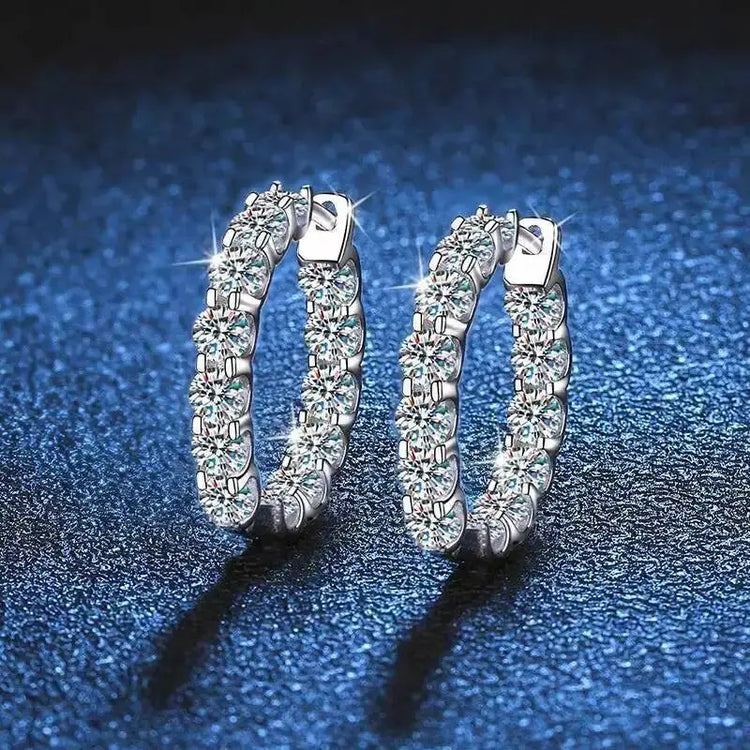 2.6ct D Color Moissanite 925 Sterling Sliver Plated White Gold Hoop Earring’s Jewelry and Clovers