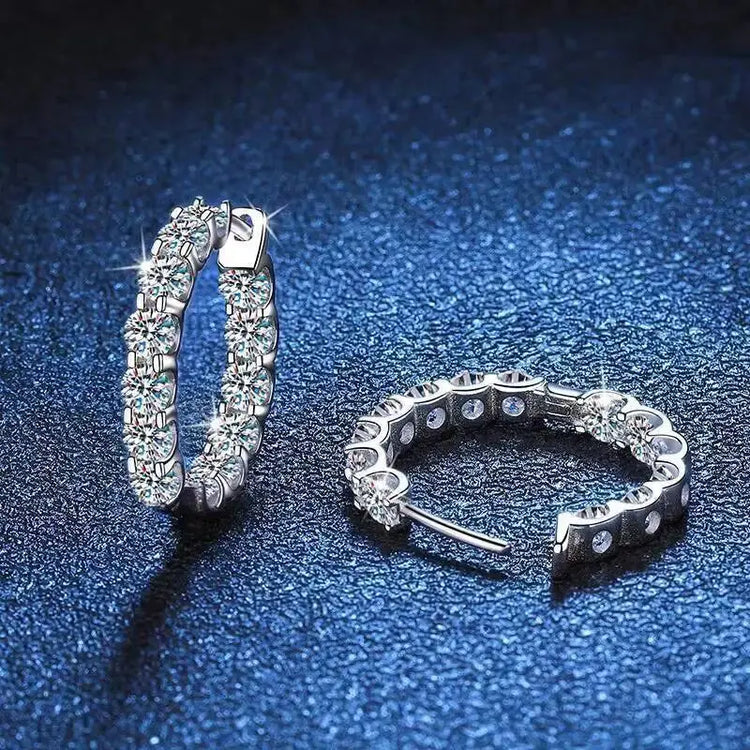 2.6ct D Color Moissanite 925 Sterling Sliver Plated White Gold Hoop Earring’s Jewelry and Clovers