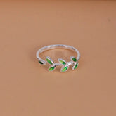 New Fashion Silver Color Green Flower Leaf Rose Daisy Enamel Open Finger Rings For Women Girl Jewelry Gift Dropship Wholesale Jewelry and Clovers
