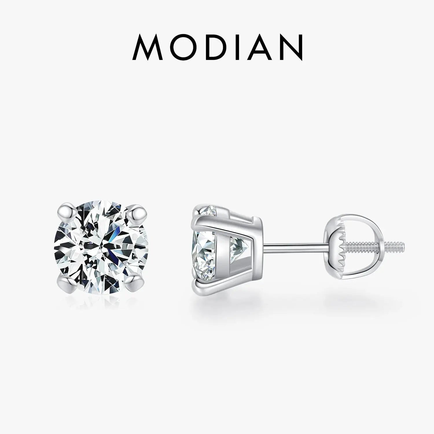 MODIAN D Color 1CT Moissanite Stud Earrings For Women 925 Sterling Silver 0.5CT Dazzling Lab Diamond Wedding Jewelry Gifts Jewelry and Clovers