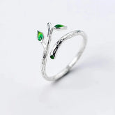 New Fashion Silver Color Green Flower Leaf Rose Daisy Enamel Open Finger Rings For Women Girl Jewelry Gift Dropship Wholesale Jewelry and Clovers