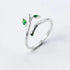 New Fashion Silver Color Green Flower Leaf Rose Daisy Enamel Open Finger Rings For Women Girl Jewelry Gift Dropship Wholesale Jewelry and Clovers