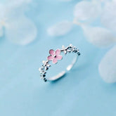New Fashion Silver Color Green Flower Leaf Rose Daisy Enamel Open Finger Rings For Women Girl Jewelry Gift Dropship Wholesale Jewelry and Clovers