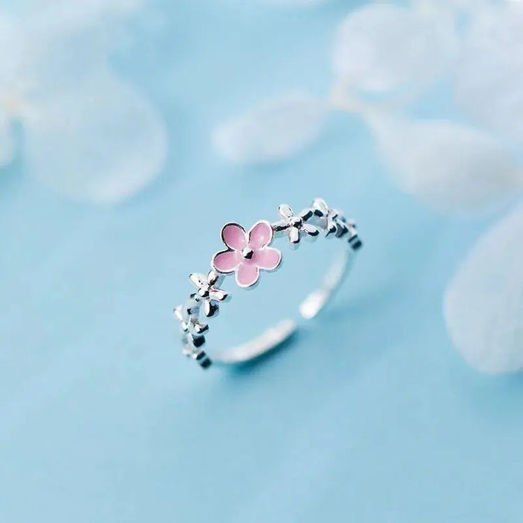 New Fashion Silver Color Green Flower Leaf Rose Daisy Enamel Open Finger Rings For Women Girl Jewelry Gift Dropship Wholesale Jewelry and Clovers