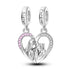 Charms Beads 925 Sterling Silver Pink Love Bow Rubik&