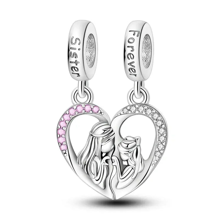 Charms Beads 925 Sterling Silver Pink Love Bow Rubik&