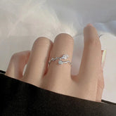 New Fashion Silver Color Green Flower Leaf Rose Daisy Enamel Open Finger Rings For Women Girl Jewelry Gift Dropship Wholesale Jewelry and Clovers