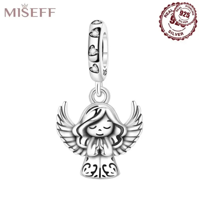 MISEFF New Original Bracelet 925 Sterling Silver Lovely Angel Girl Charms Beads For Jewelry Gifts Jewelry and Clovers