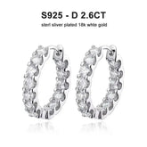 2.6ct D Color Moissanite 925 Sterling Sliver Plated White Gold Hoop Earring’s Jewelry and Clovers