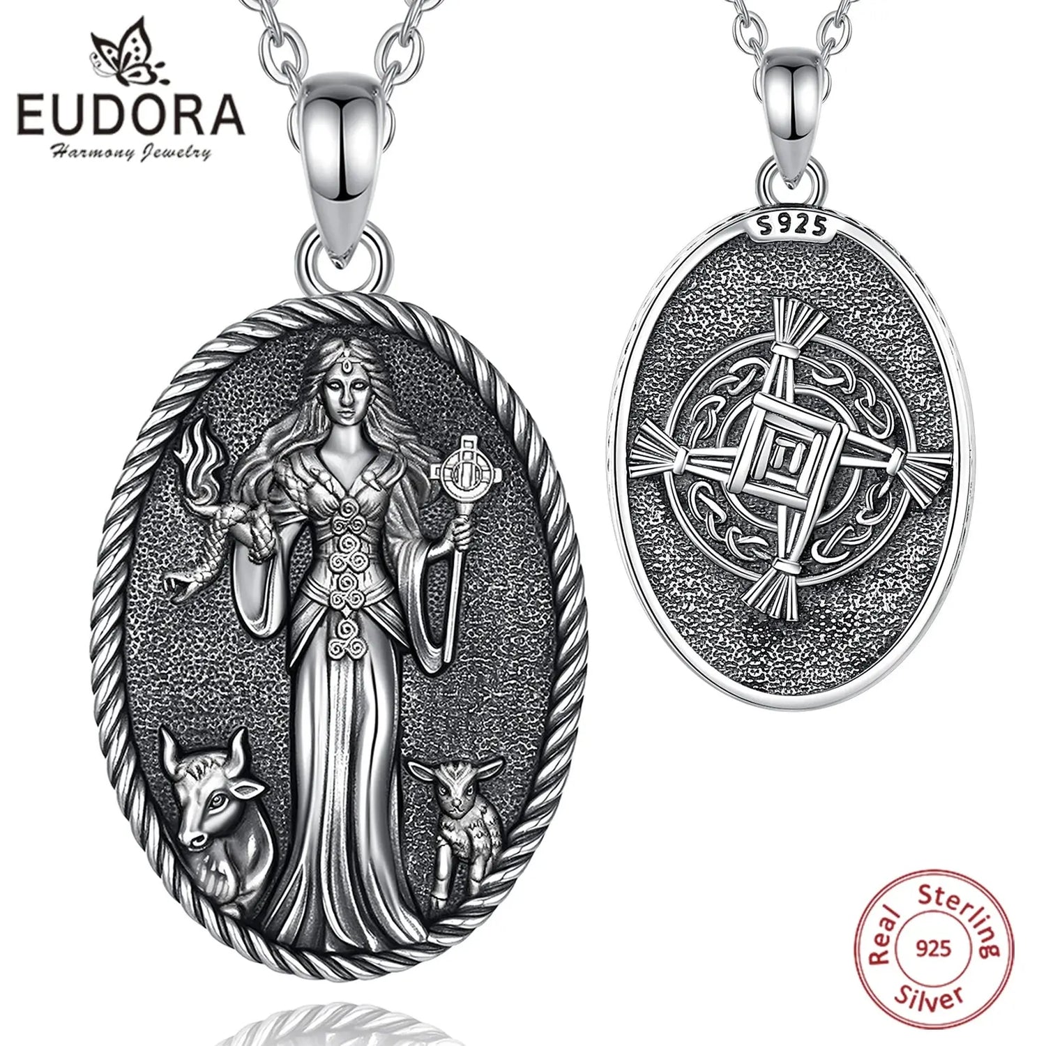 Eudora 925 Sterling Silver Brigid Goddess Necklace Brigid&